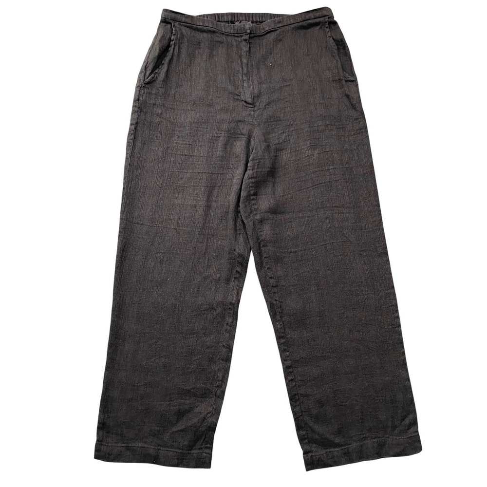 Eileen Fisher Ankle Pants Size M Black Pull On Straight Relaxed Everyday Comfort